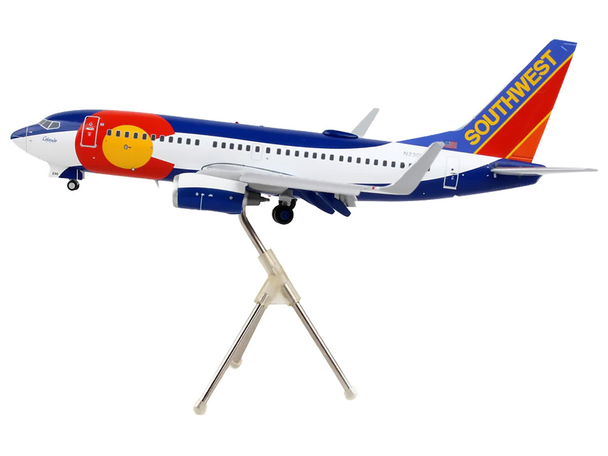 Boeing 737-700 Commercial Aircraft with Flaps Down Configuration "Southwest Airlines - Colorado One" (N230WN) White and Blue "Gemini 200" Series 1/200 Diecast Model Airplane by GeminiJets GeminiJets