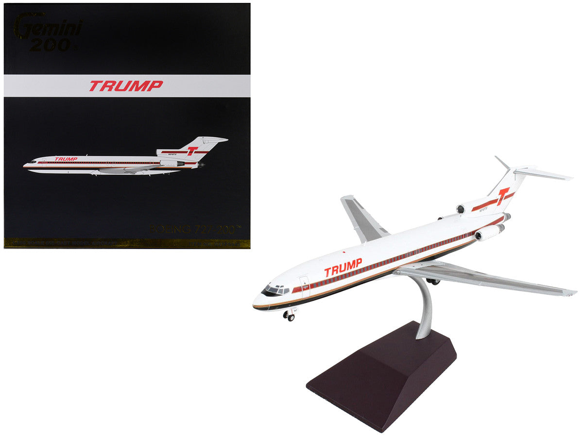 Boeing 727-200 Commercial Aircraft "Trump Shuttle" White with Red Stripes "Gemini 200" Series 1/200 Diecast Model Airplane by GeminiJets-0