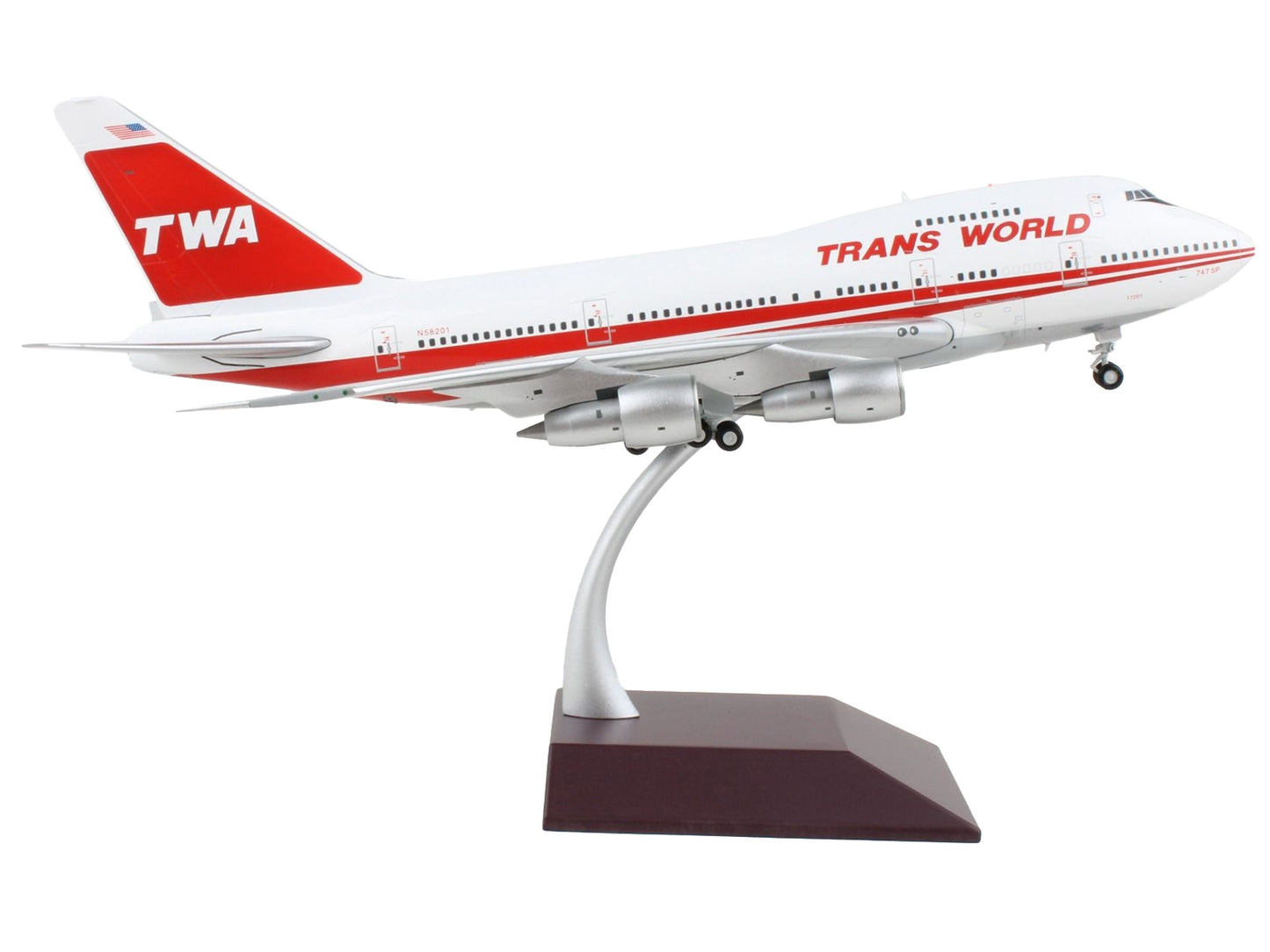 Boeing 747SP Commercial Aircraft "TWA (Trans World Airlines)" White with Red Stripes and Tail "Gemini 200" Series 1/200 Diecast Model Airplane by GeminiJets