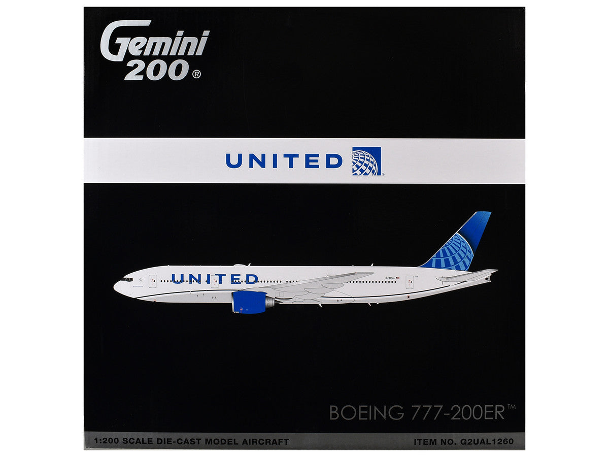 Boeing 777-200ER Commercial Aircraft "United Airlines" (N798UA) White with Blue Tail "Gemini 200" Series 1/200 Diecast Model by GeminiJets GeminiJets
