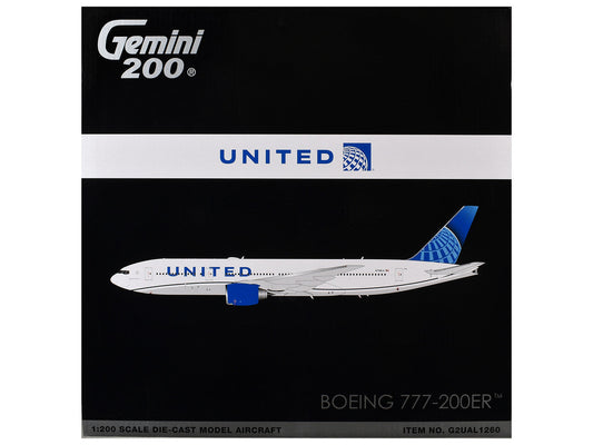 Boeing 777-200ER Commercial Aircraft "United Airlines" (N798UA) White with Blue Tail "Gemini 200" Series 1/200 Diecast Model by GeminiJets GeminiJets