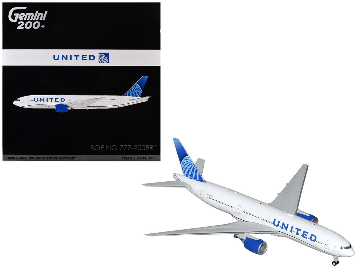 Boeing 777-200ER Commercial Aircraft "United Airlines" (N798UA) White with Blue Tail "Gemini 200" Series 1/200 Diecast Model by GeminiJets GeminiJets