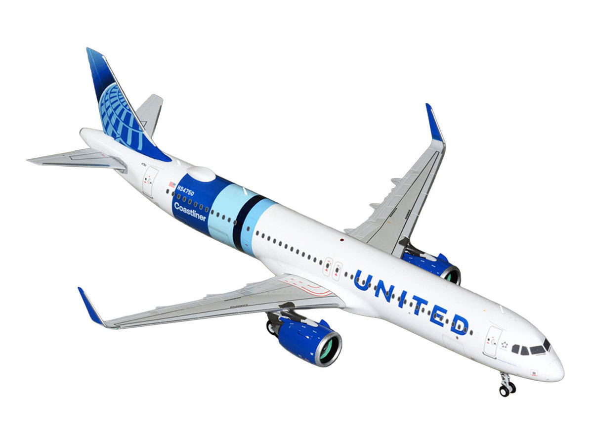 Airbus A321neo Commercial Aircraft "United Airlines Coastliner" (N94750) White with Blue Stripes "Gemini 200" Series 1/200 Diecast Model Airplane by GeminiJets GeminiJets