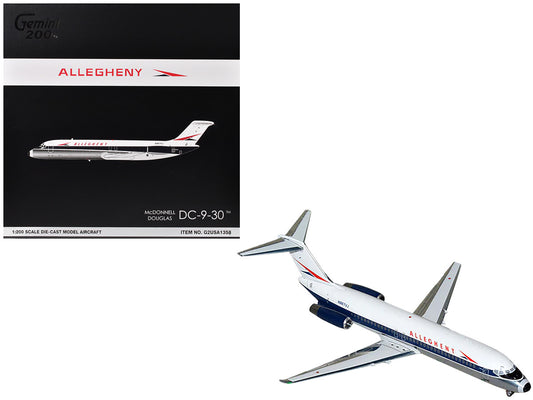 McDonnell Douglas DC-9-30 Commercial Aircraft "Allegheny Airlines" (N967VJ) White with Blue Stripes "Gemini 200" Series 1/200 Diecast Model Airplane by GeminiJets-0