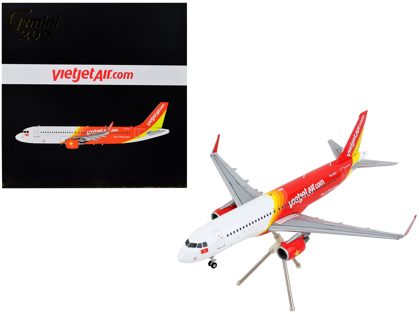 Airbus A320 Commercial Aircraft "VietJet Air" White and Red "Gemini 200" Series 1/200 Diecast Model Airplane by GeminiJets