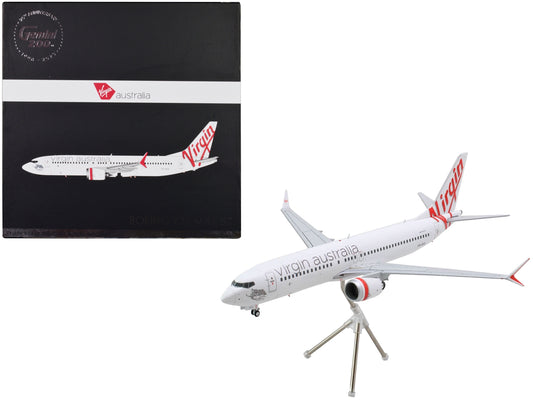 Boeing 737 MAX 8 Commercial Aircraft "Virgin Australia" (VH-8IA) White with Red Tail Graphics "Gemini 200" Series 1/200 Diecast Model Airplane by GeminiJets