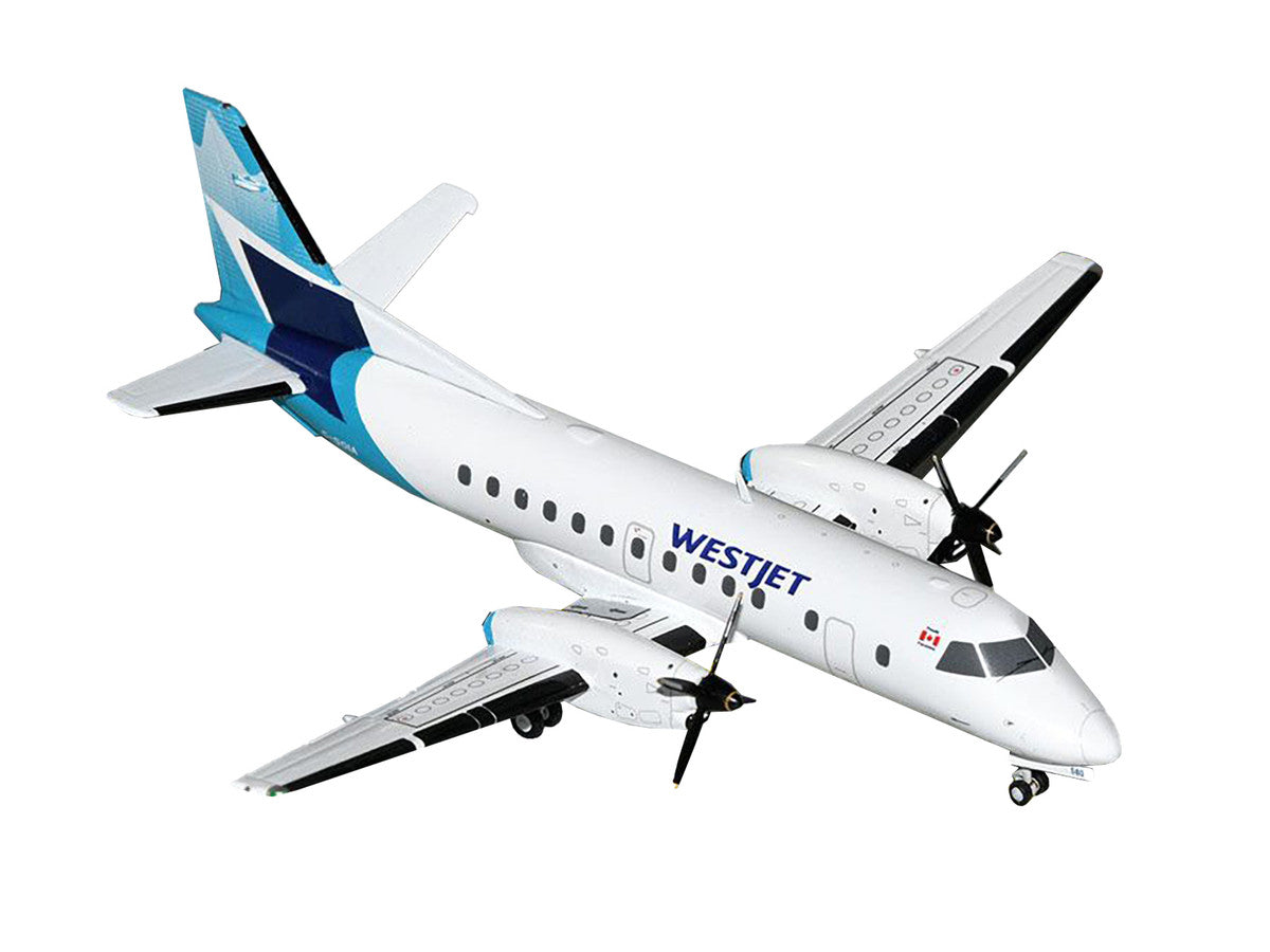 Saab 340B Commercial Aircraft "WestJet" (C-GOIA) White with Blue Stripes and Tail "Gemini 200" Series 1/200 Diecast Model Airplane by GeminiJets GeminiJets