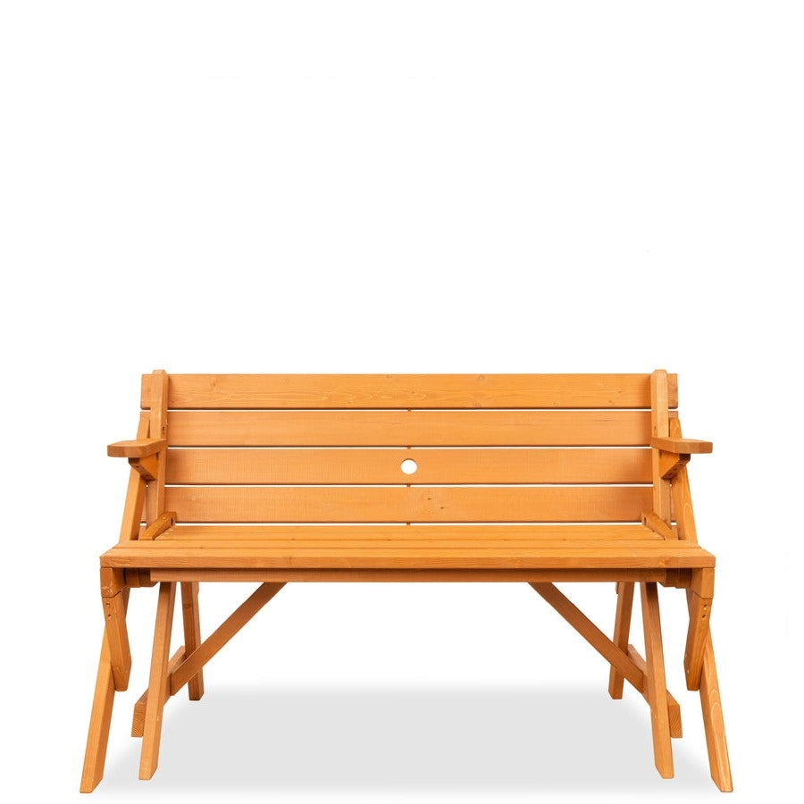 Outdoor Interchangeable 2 in 1 Multi-Use Wooden Picnic Table Garden Bench Umbrella Hole FastFurnishings