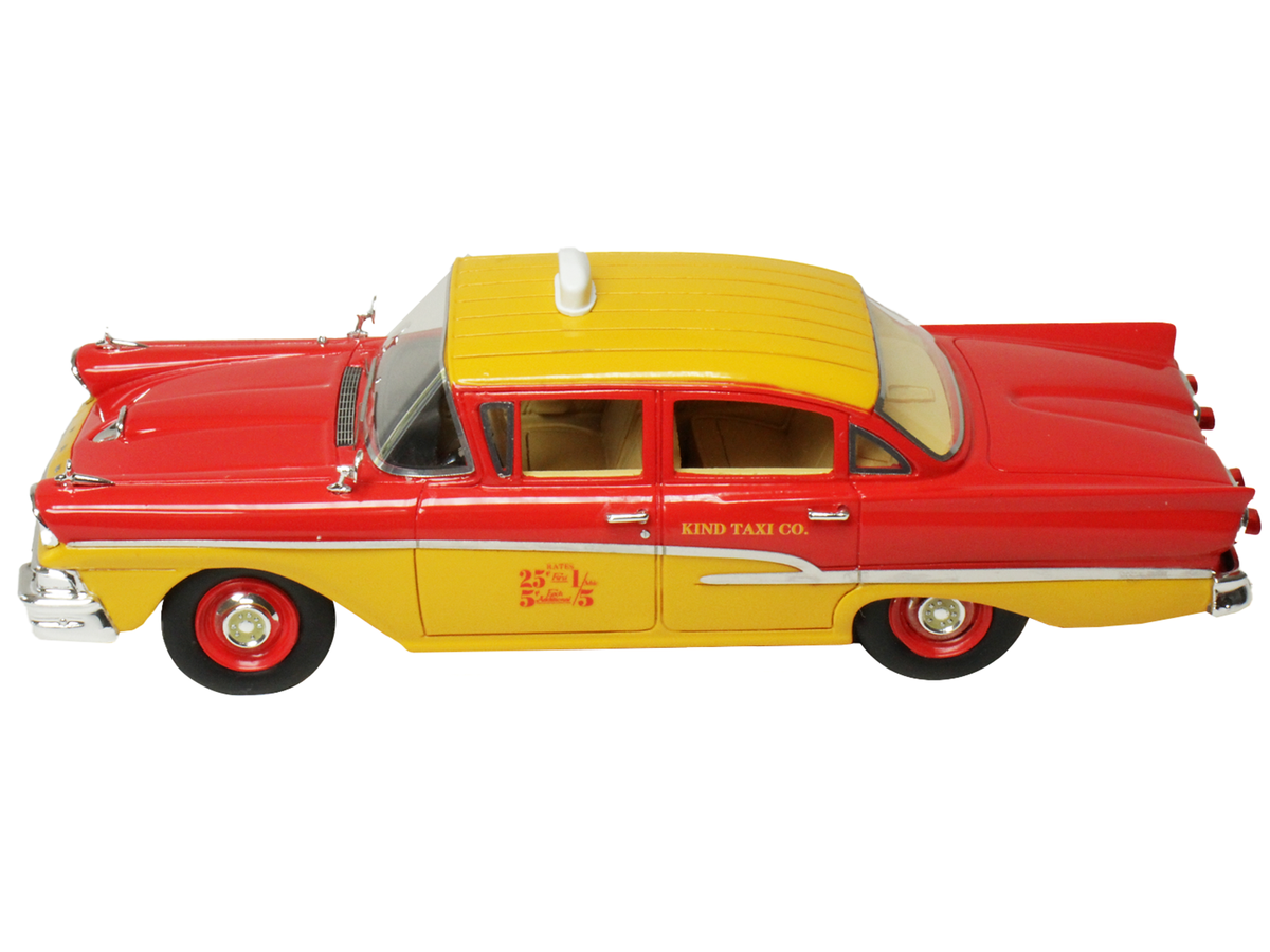 1958 Ford Custom 300 Taxi Cab "Kind Taxi Co." Red and Yellow with Yellow Interior Limited Edition to 200 pieces Worldwide 1/43 Model Car by Goldvarg Collection Goldvarg Collection