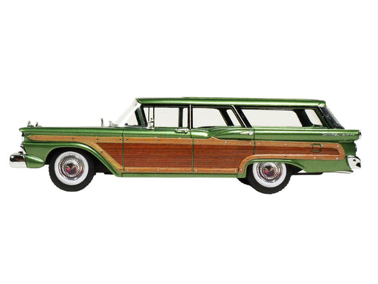 1959 Ford Country Squire Sherwood Green Metallic with Woodgrain Sides and Green Interior Limited Edition to 200 pieces Worldwide 1/43 Model Car by Goldvarg Collection Goldvarg Collection