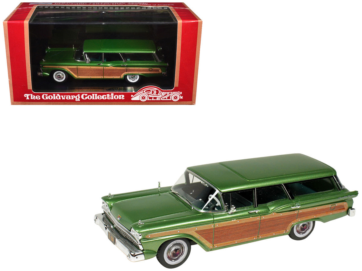 1959 Ford Country Squire Sherwood Green Metallic with Woodgrain Sides and Green Interior Limited Edition to 200 pieces Worldwide 1/43 Model Car by Goldvarg Collection Goldvarg Collection