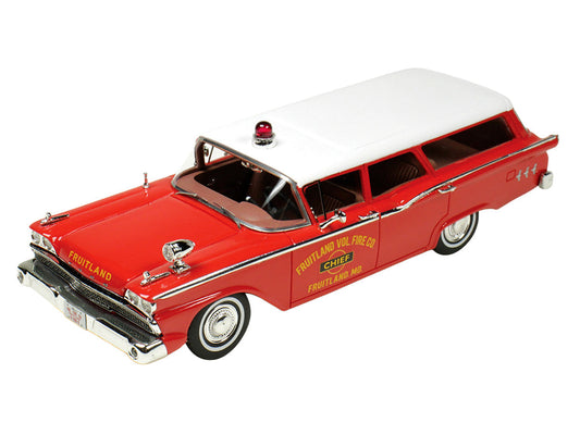 1959 Ford Country Squire "Fruitland MD Fire Chief" Red with White Top Limited Edition to 200 pieces Worldwide 1/43 Model Car by Goldvarg Collection Goldvarg Collection