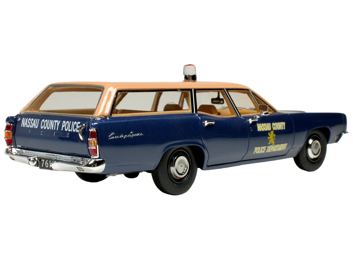 1970 Ford Country Squire Wagon Police Car "Nassau County Police Department" Blue and Tan Limited Edition to 200 pieces Worldwide 1/43 Model Car by Goldvarg Collection Goldvarg Collection