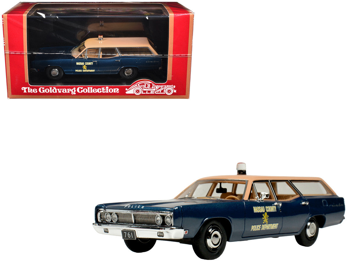1970 Ford Country Squire Wagon Police Car "Nassau County Police Department" Blue and Tan Limited Edition to 200 pieces Worldwide 1/43 Model Car by Goldvarg Collection Goldvarg Collection