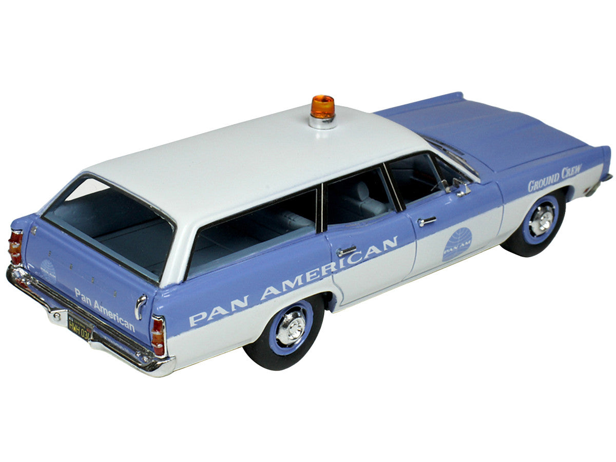 1970 Ford Galaxie Station Wagon Blue and White with Blue Interior "Pan-American Airlines Ground Crew" Limited Edition to 180 pieces Worldwide 1/43 Model Car by Goldvarg Collection Goldvarg Collection