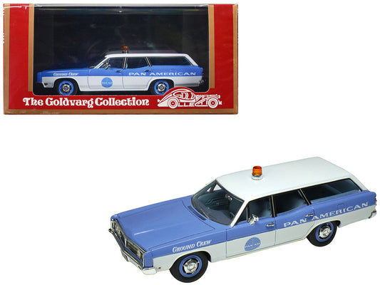 1970 Ford Galaxie Station Wagon Blue and White with Blue Interior "Pan-American Airlines Ground Crew" Limited Edition to 180 pieces Worldwide 1/43 Model Car by Goldvarg Collection Goldvarg Collection