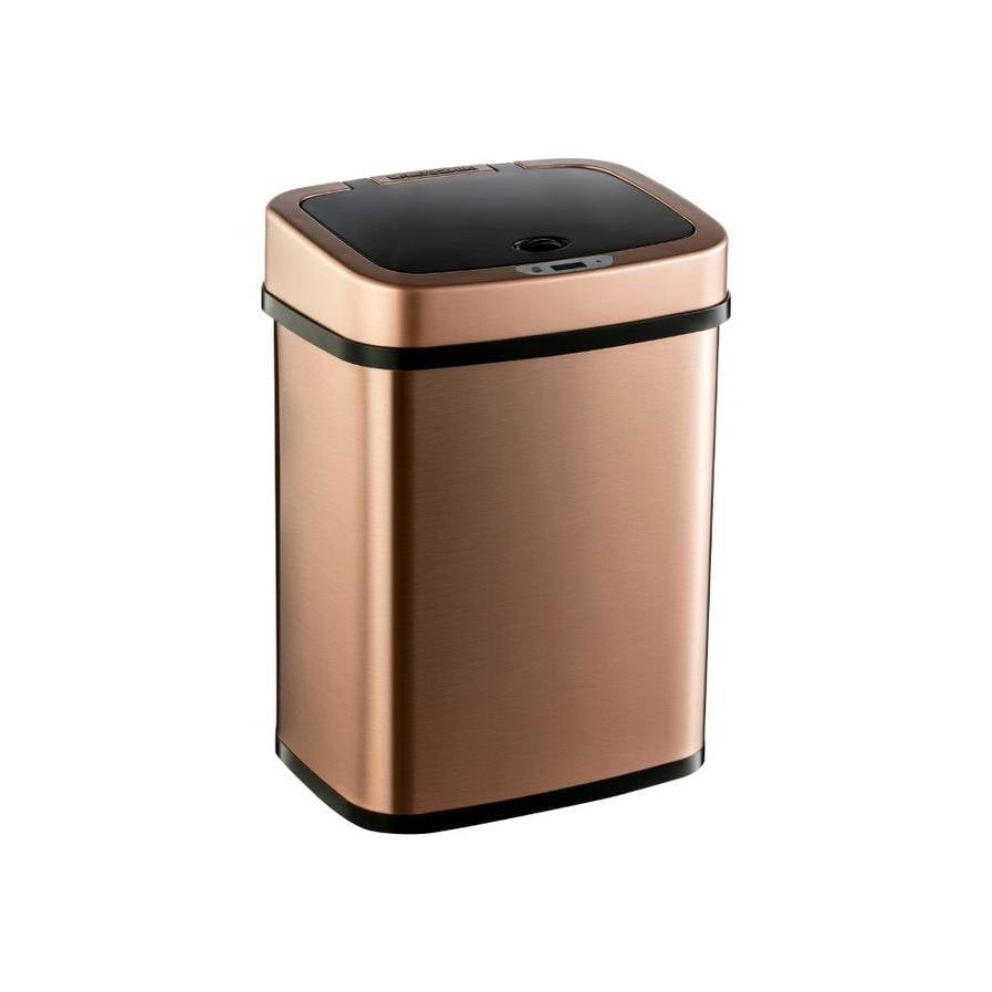 3-Gallon Motion Sensor Touchless Stainless Steel Trash Can in Copper Gold Finish FastFurnishings