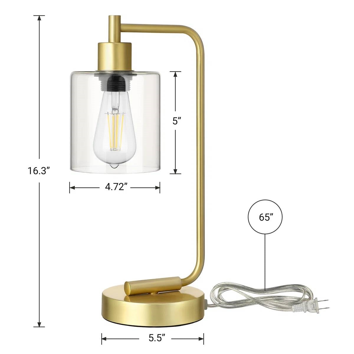 Set of 2 - Gold Farmhouse Bedside Table Lamp Desk Light with USB Charging Ports FastFurnishings