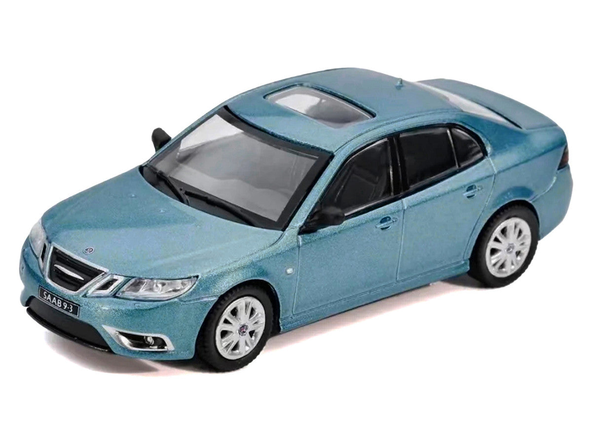 2008 Saab 9-3 Aero Sedan Blue Metallic with Sunroof 1/64 Diecast Model Car by GCD x Enchery-1
