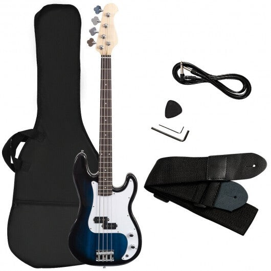 Electric Bass Guitar Full Size 4 String  Strap Guitar-Black