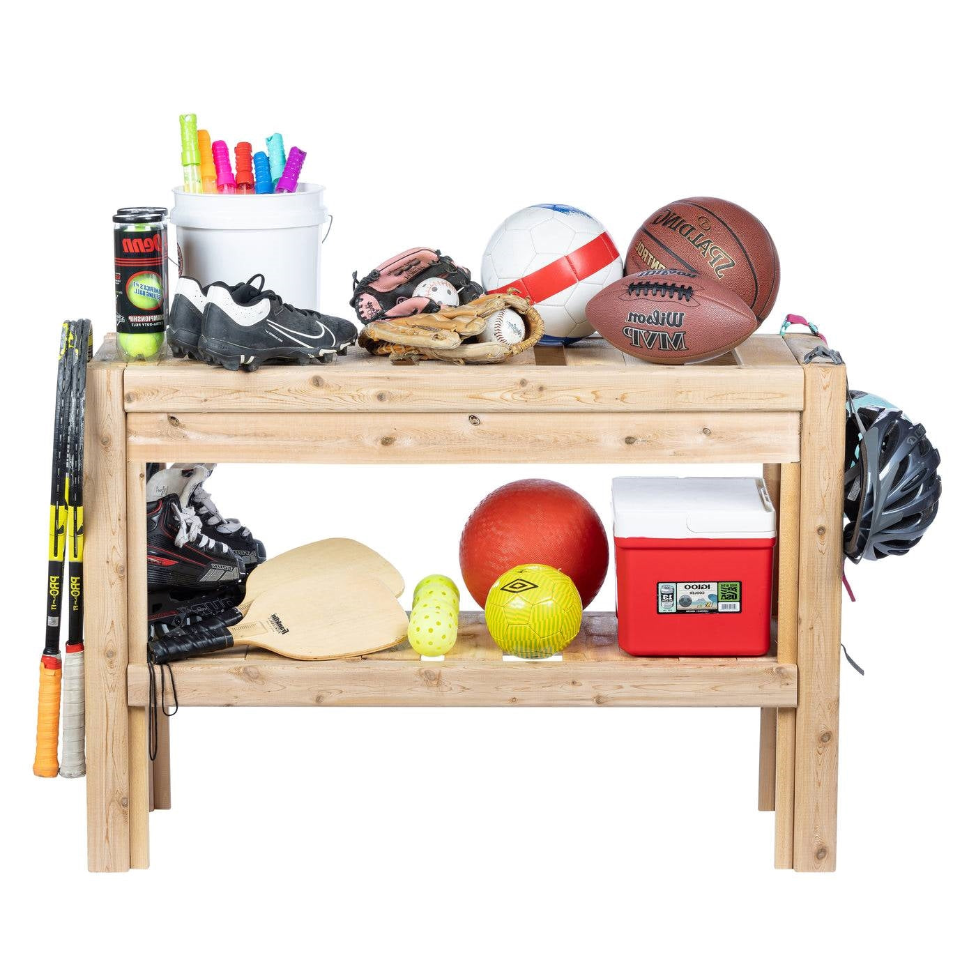 2 Tier Adjustable Cedar Wood Multipurpose Storage Shelves - Made In USA FastFurnishings