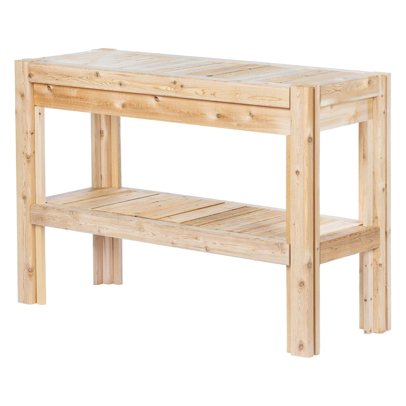 2 Tier Adjustable Cedar Wood Multipurpose Storage Shelves - Made In USA FastFurnishings