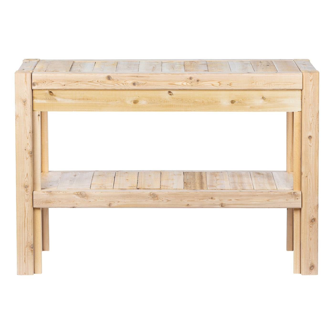 2 Tier Adjustable Cedar Wood Multipurpose Storage Shelves - Made In USA FastFurnishings