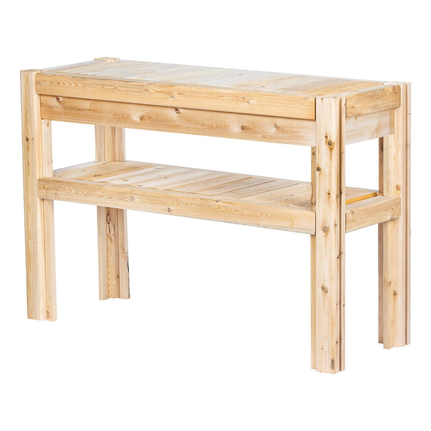 2 Tier Adjustable Cedar Wood Multipurpose Storage Shelves - Made In USA FastFurnishings