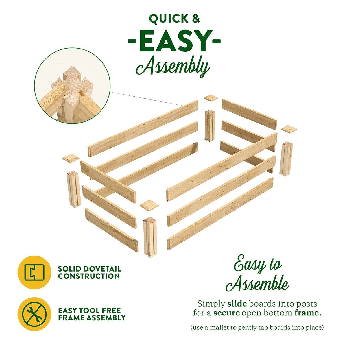 2ft x 4ft Low Profile Cedar Wood Raised Garden Bed Planter Box - Made In USA FastFurnishings