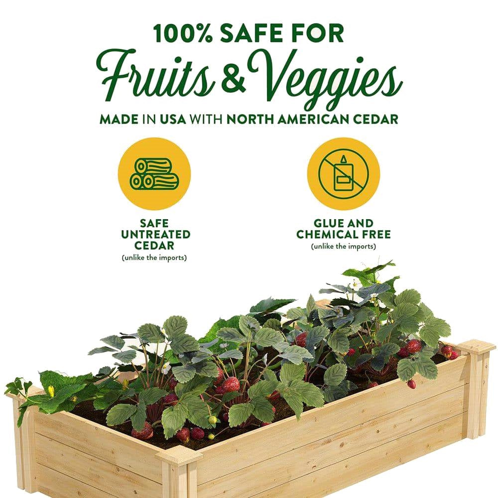2ft x 4ft Cedar Wood Raised Garden Bed Planter Box - Made In USA FastFurnishings
