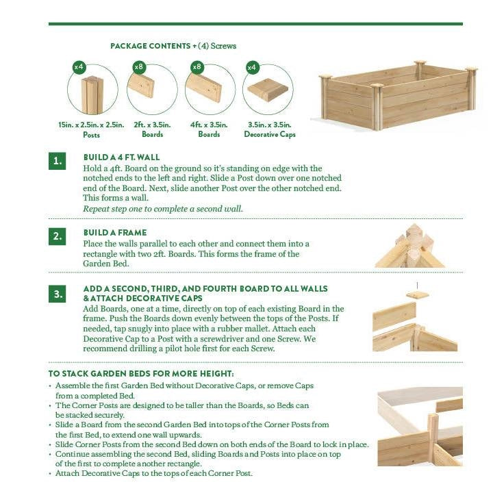 2ft x 4ft Cedar Wood Raised Garden Bed Planter Box - Made In USA FastFurnishings