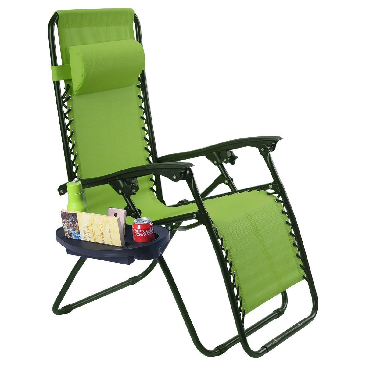 Set of 2 Green Folding Outdoor Zero Gravity Lounge Chair Recliner FastFurnishings