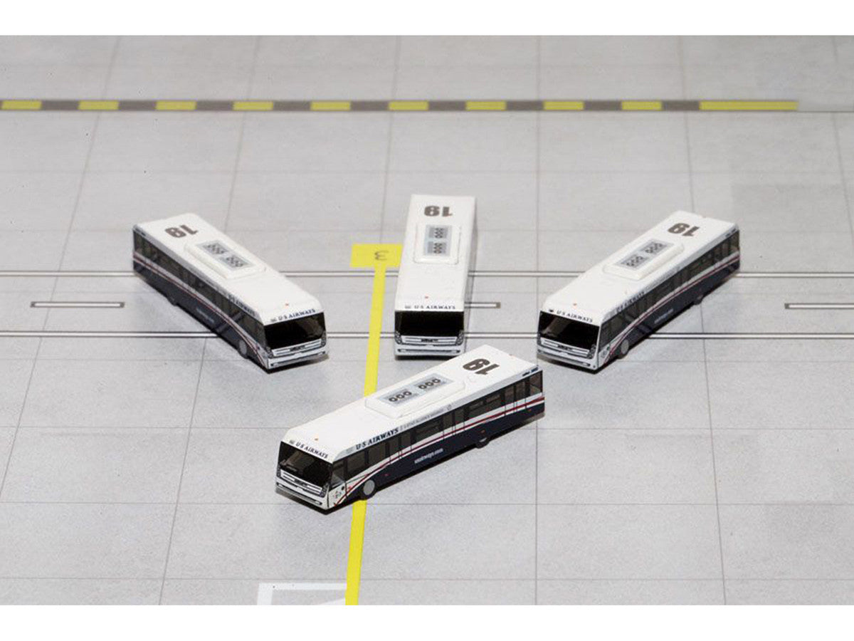 Cobus 3000 Passenger Bus White and Blue "US Airways Shuttle Bus" 4 Piece Set 1/400 Diecast Models by GeminiJets GeminiJets
