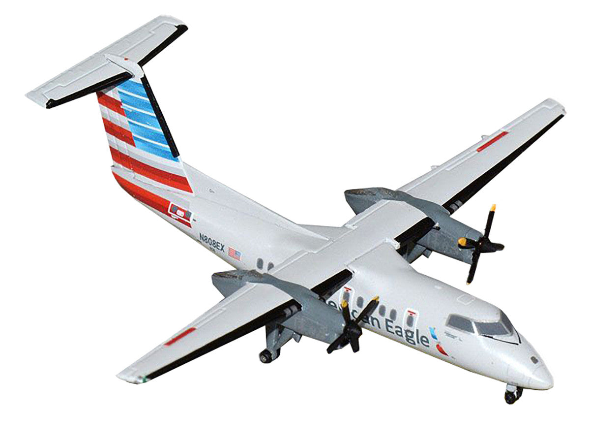 Bombardier Dash 8-100 Commercial Aircraft "American Airlines - American Eagle" (N808EX) Gray with Striped Tail 1/400 Diecast Model Airplane by GeminiJets-0