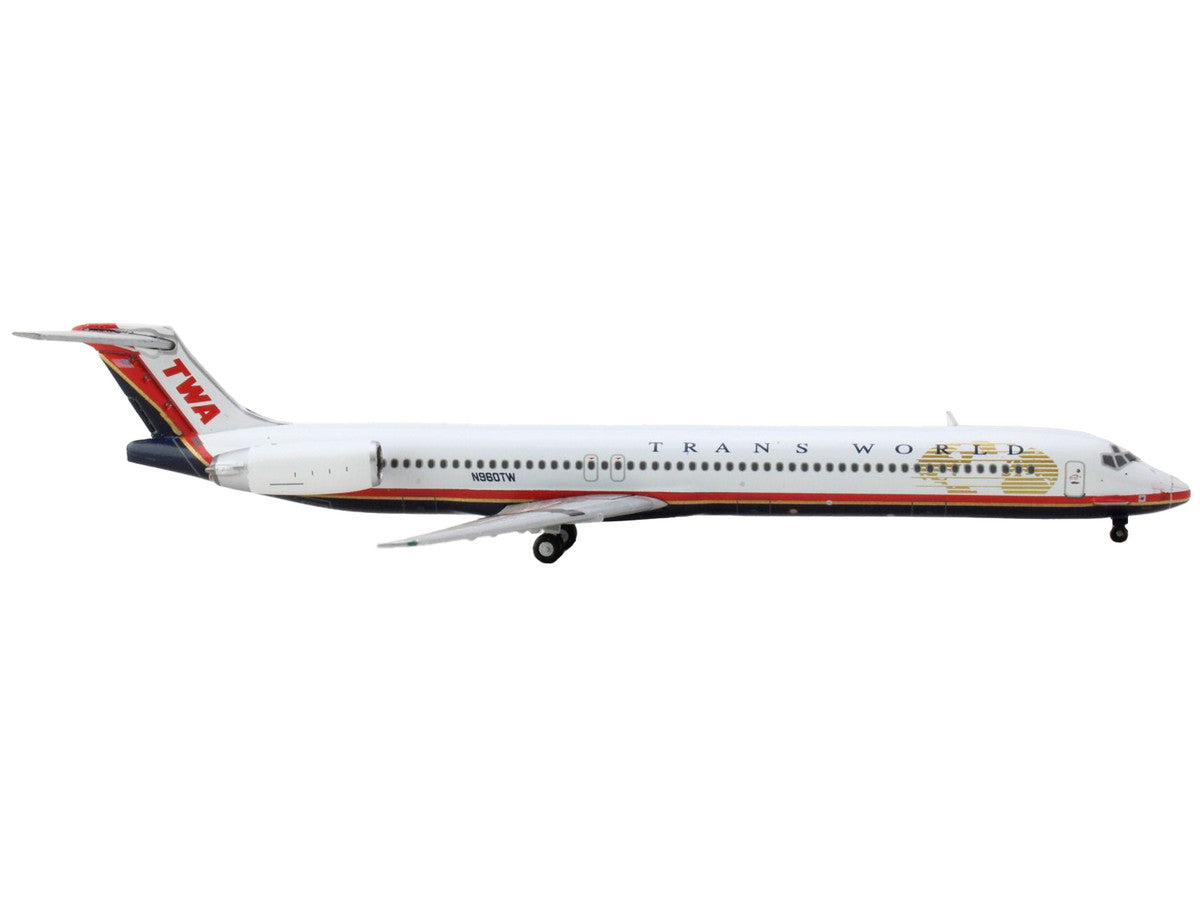 McDonnell Douglas MD-82 Commercial Aircraft "Trans World Airlines" White with Red Stripes 1/400 Diecast Model Airplane by GeminiJets-1