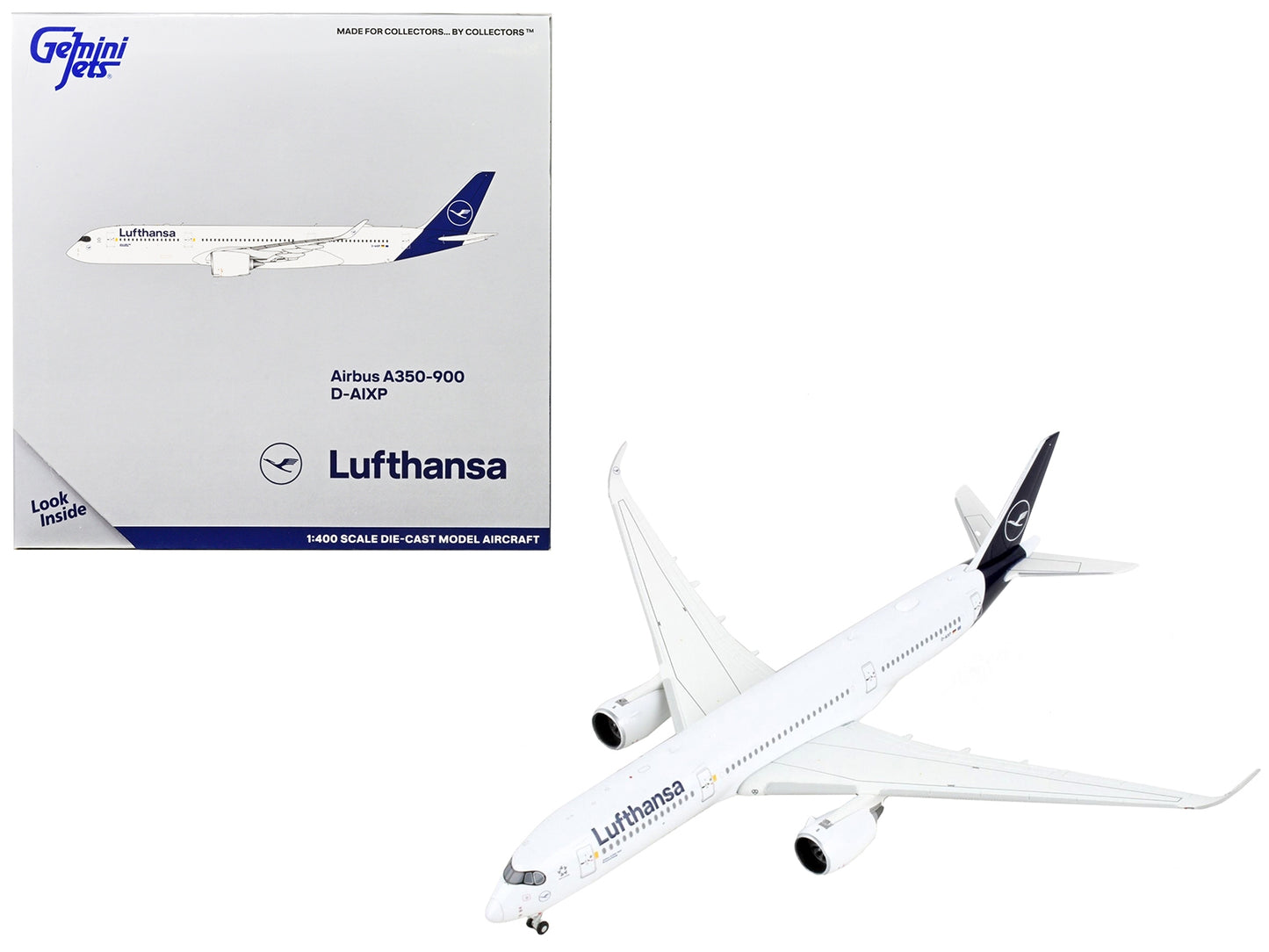 Airbus A350-900 Commercial Aircraft "Lufthansa - D-AIXP" White with Dark Blue Tail 1/400 Diecast Model Airplane by GeminiJets