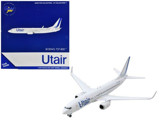 Boeing 737-800 Commercial Aircraft "Utair" White with Blue Tail Stripes 1/400 Diecast Model Airplane by GeminiJets GeminiJets