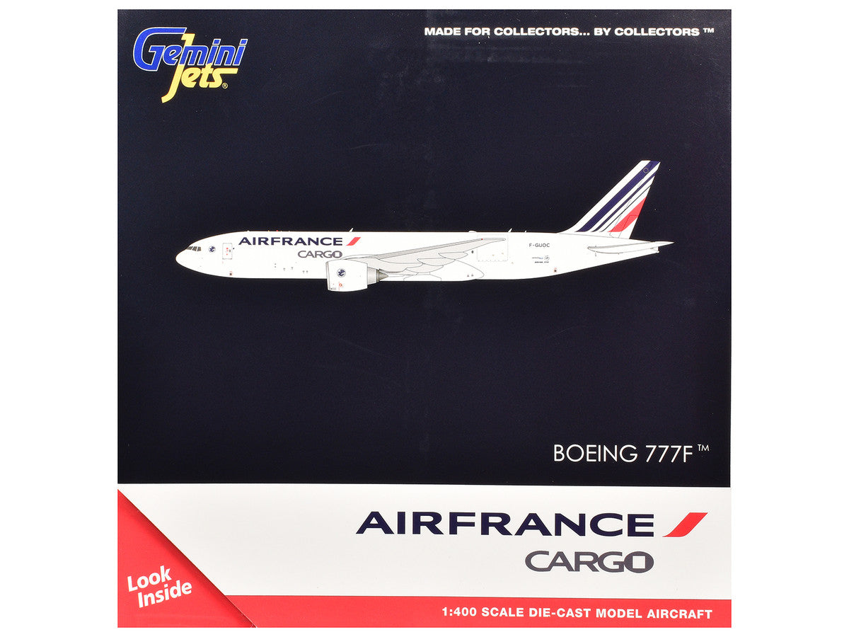 Boeing 777F Commercial Aircraft "Air France Cargo" (F-GUOC) White with Red and Blue Striped Tail 1/400 Diecast Model Airplane by GeminiJets-2