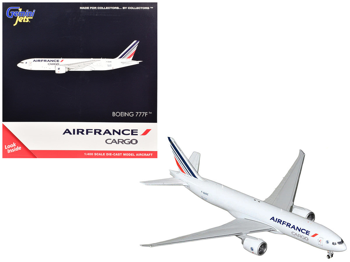 Boeing 777F Commercial Aircraft "Air France Cargo" (F-GUOC) White with Red and Blue Striped Tail 1/400 Diecast Model Airplane by GeminiJets-0
