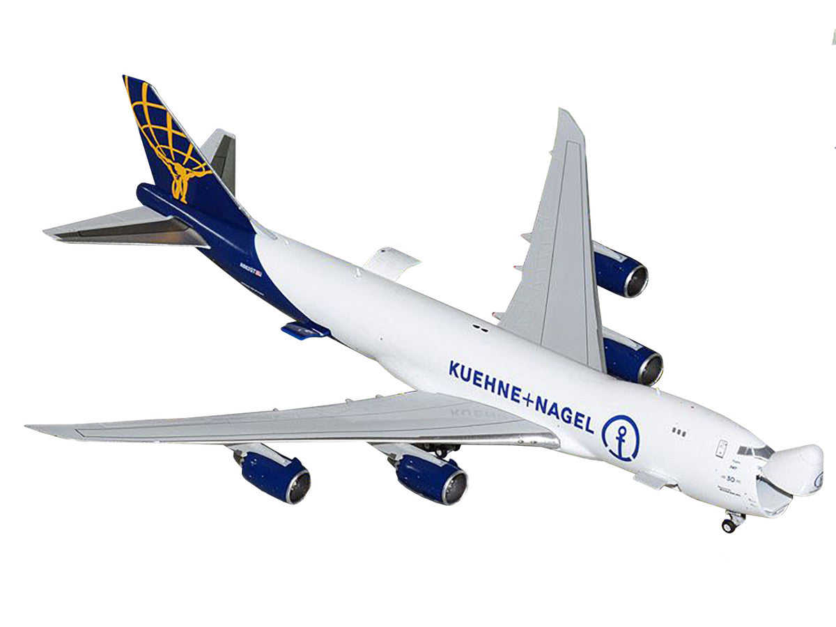 Boeing 747-8F Commercial Aircraft "Atlas Air - Kuehne+Nagel" (N862GT) White with Blue Tail "Interactive Series" 1/400 Diecast Model Airplane by GeminiJets-1