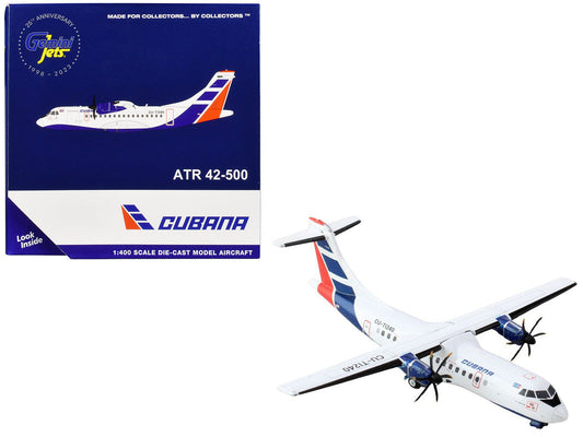 ATR 42-500 Commercial Aircraft "Cubana Airlines" (CU-T1240) White with Red and Blue Stripes 1/400 Diecast Model Airplane by GeminiJets GeminiJets