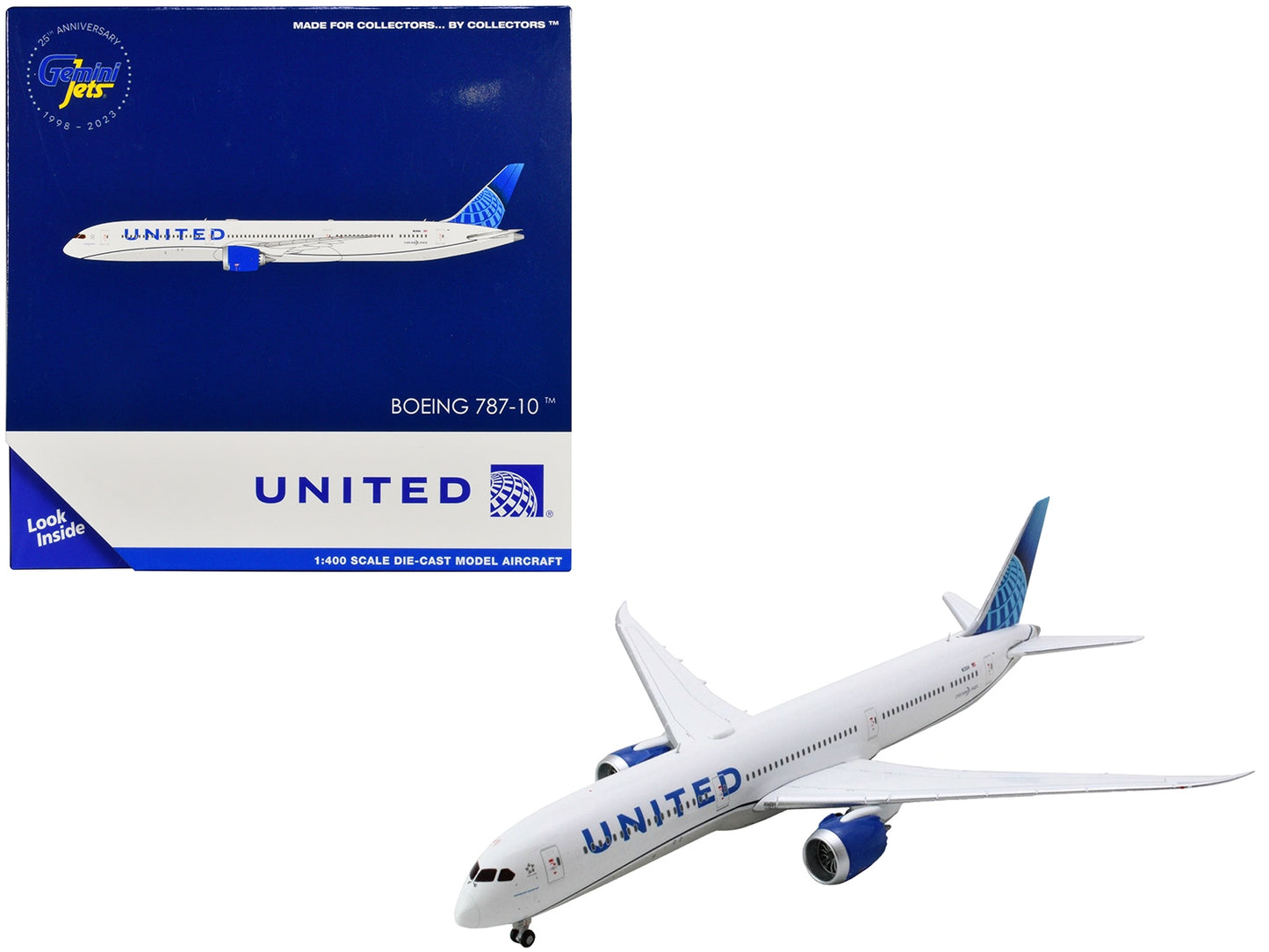 Boeing 787-10 Dreamliner Commercial Aircraft "United Airlines" (N13014) White with Blue Tail 1/400 Diecast Model Airplane by GeminiJets