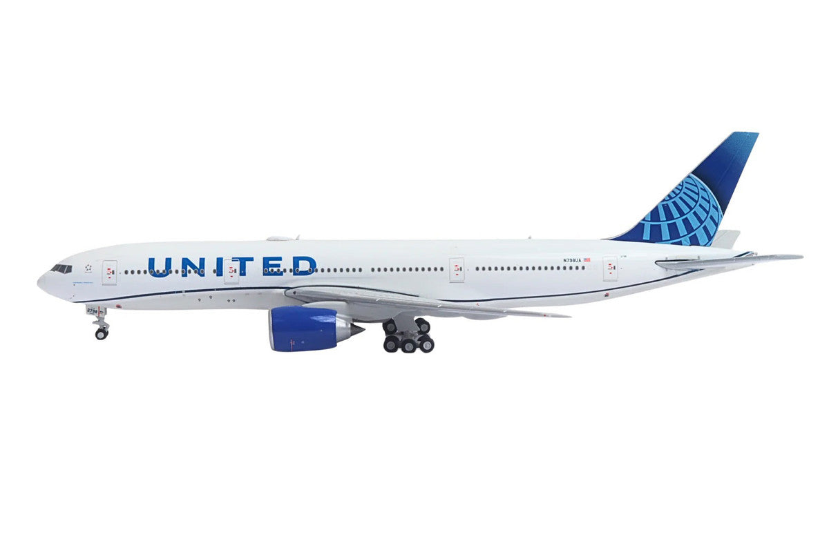 Boeing 777-200ER Commercial Aircraft "United Airlines" (N798UA) White with Blue Tail 1/400 Diecast Model Airplane by GeminiJets-0