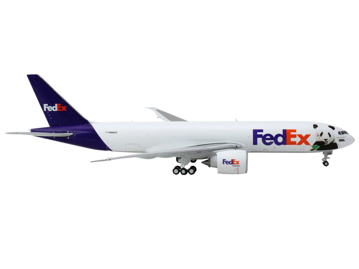 Boeing 777F Commercial Aircraft "Federal Express (FedEx) - Panda Express" (N886FD) White with Purple Tail 1/400 Diecast Model Airplane by GeminiJets-1
