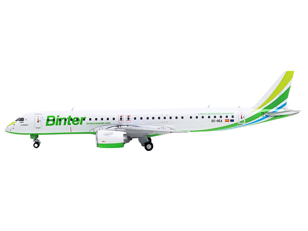 Embraer E195-E2 Commercial Aircraft "Binter Canarias" (EC-OEA) White with Green Tail Stripes Stripes 1/400 Diecast Model Airplane by GeminiJets-0