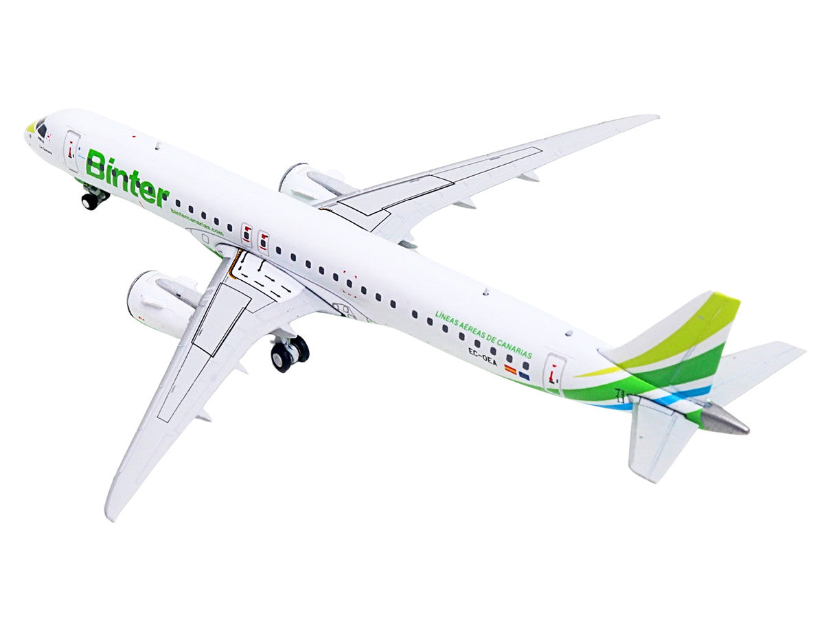 Embraer E195-E2 Commercial Aircraft "Binter Canarias" (EC-OEA) White with Green Tail Stripes Stripes 1/400 Diecast Model Airplane by GeminiJets-3