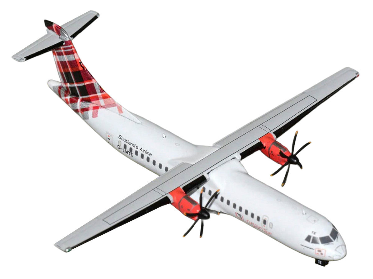 ATR 72-600 Commercial Aircraft "Loganair - Scotland's Airline" (G-LMTE) White with Red Plaid Tail 1/400 Diecast Model by GeminiJets GeminiJets