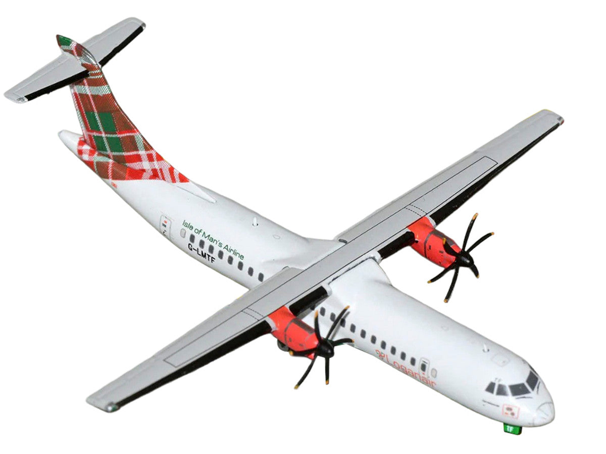 ATR 72-600 Commercial Aircraft "Loganair - Isle of Man's Airline" (G-LMTE) White with Red and Green Plaid Tail 1/400 Diecast Model by GeminiJets-1