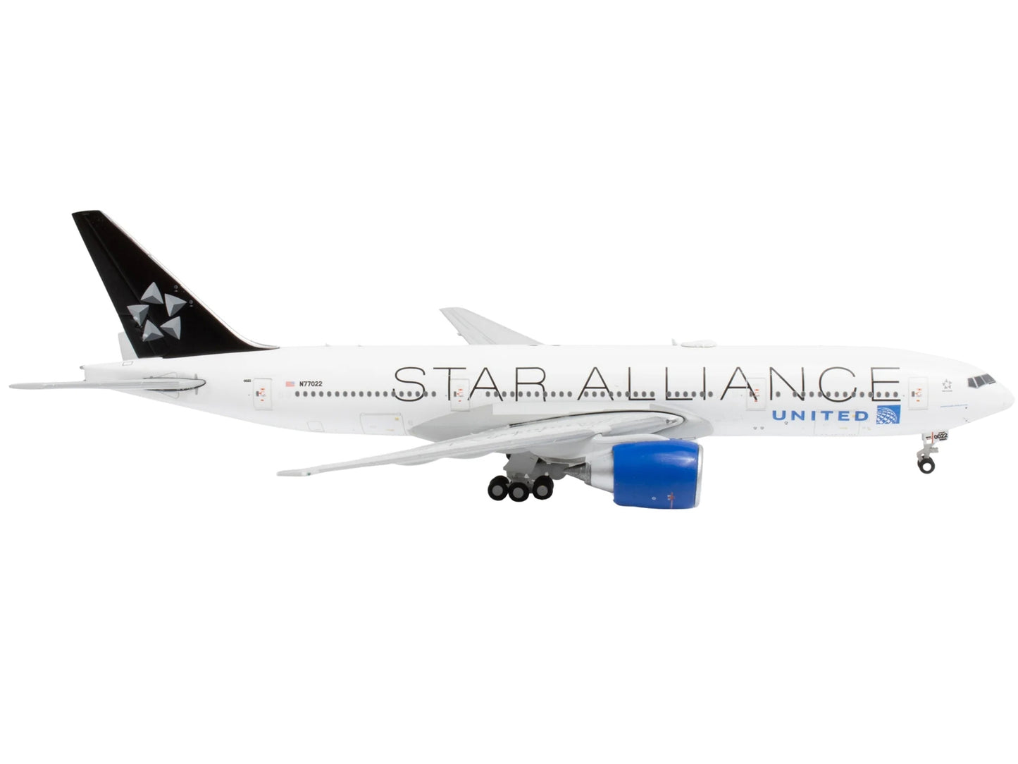 Boeing 777-200ER Commercial Aircraft "United Airlines Star Alliance" (N77022) White with Black Tail 1/400 Diecast Model Airplane by GeminiJets
