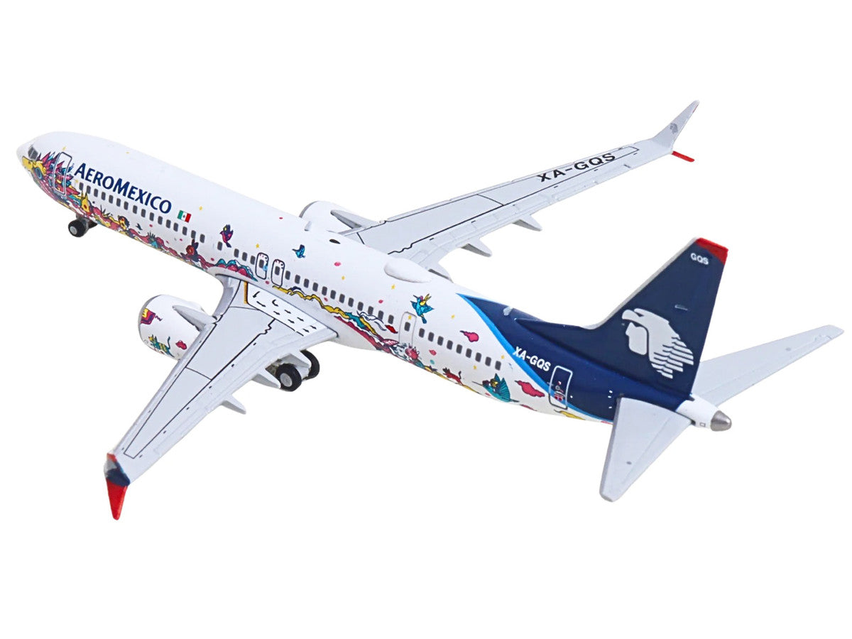 Boeing 737 MAX 9 Commercial Aircraft "Aeromexico - Kukulcan" (XA-GQS) White with Graphics and Blue Tail 1/400 Diecast Model by GeminiJets GeminiJets